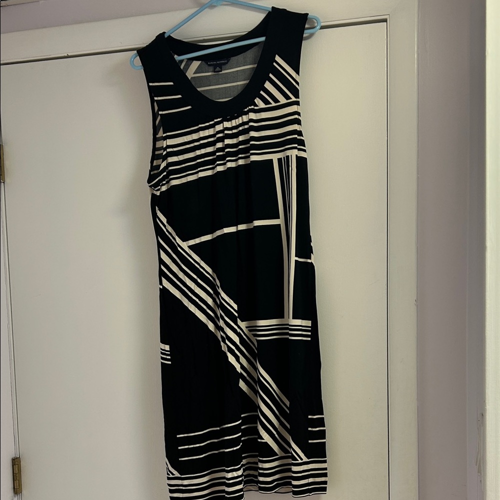 Banana Republic Black and White Striped Midi Dress